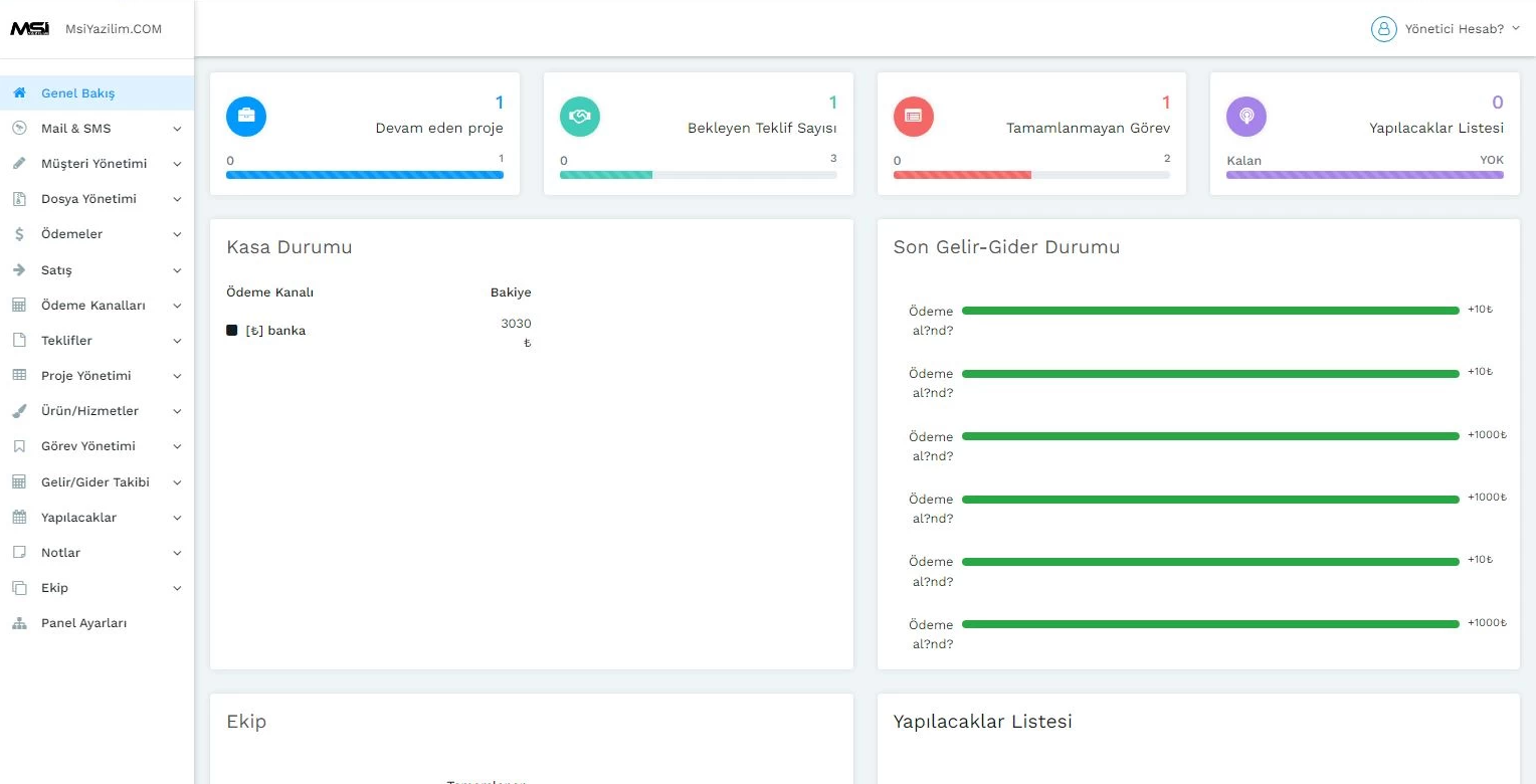 CRM Hesap Yönetim Sistemi Muhasebe V1